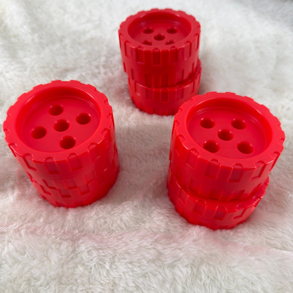 Vintage Playskool Tinkertoy Large Red Wheels - 6 Total